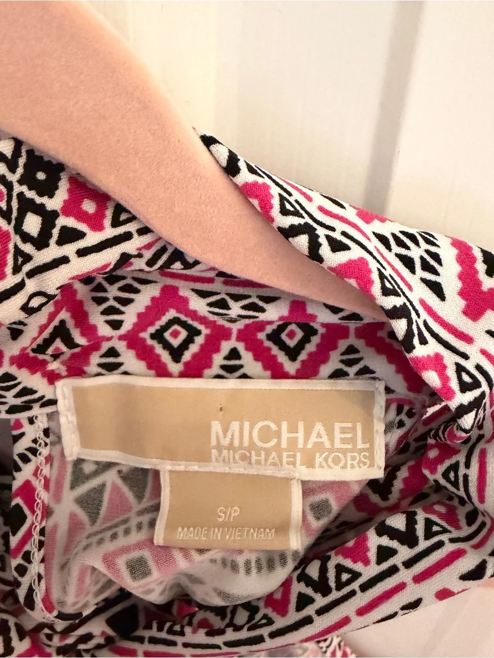 Michael Kors Pink Black Geometric Halter-Neck Top